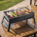 ⁦Portable Folding Charcoal Grill - Durable Stainless Steel, Ideal for Outdoor Camping, Hiking & Picnics, Food-Safe Design, Easy Storage with No Assembly Required, Outdoor Cooking Gear|Sturdy Construction|Portable Gril⁩ - الصورة ⁦6⁩