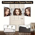 360° Foldable Hair Cutting Mirror With 3-Sided Reflection, Portable Hanging Makeup Mirror, No Battery, No Electricity Required - Image 5
