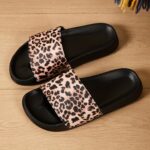 Women'S Stylish Leopard Print Slide Sandals - Non-Slip, Durable EVA Sole, Comfortable Fabric Straps, Open Toe Design for Casual Indoor & Outdoor Wear, Allseason Sandals|Stylish Leopard Print|EVA Sandals - Image 5