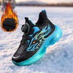 Boys' Winter Warm Fleece-Lined Athletic Sneakers - Stylish & Cozy Running Shoes with Easy Twist Buckle Closure, Durable EVA Sole, and Vibrant Flame Design for Outdoor Activities, Boy Shoes - Image 4