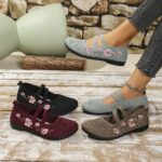 Women'S Spring Floral Knit Ballet Flats - Breathable Slip-On Shoes with EVA Insole, PVC Sole, and Comfortable Fabric Lining for Casual Wear