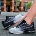 [Air Cushion Ombre Running Shoes] Women's Sporty Running Shoes, Ombre Color Lace-up Casual Sneakers With Air Cushion, Non-slip Breathable Mesh Walking Shoes - Image 2