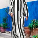 Men's Black & White Striped Long Hooded Robe - Casual Comfort Fit, Loose Style, Hand Washable, Perfect for Sleepwear or Cultural Events, Sleepwear Robe | Relaxed Fit Robe | Nontransparent Robe