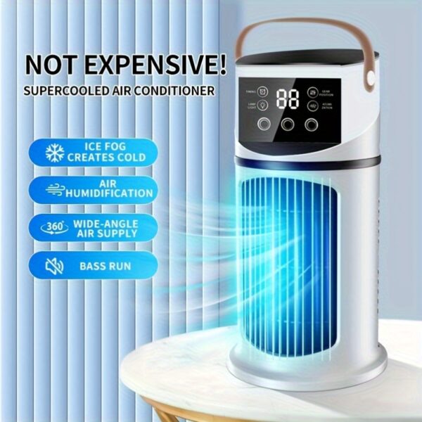 3-In-1 Multifunctional Device, Portable Air Conditioner, Humidifier, Atmosphere Light Fan, USB Cooler, with a Large 16.91-Ounce Water Tank, Colorful Lights, 9-Speed Settings, Adjustable Mist Output, an Essential Cooling Device for Home And Office, USB Por