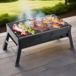⁦Portable Folding Charcoal Grill - Durable Stainless Steel, Ideal for Outdoor Camping, Hiking & Picnics, Food-Safe Design, Easy Storage with No Assembly Required, Outdoor Cooking Gear|Sturdy Construction|Portable Gril⁩ - الصورة ⁦5⁩