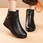 1Pr ZOLNEI Women'S Winter Snow Boots, Casual Round Toe Dress Boots with Zipper Closure, Flat Block Heel, Faux Upper, Fabric Lining, PU Sole, Warm Fleece-Lined, Non-Slip for All Seasons