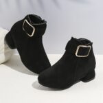 ⁦Trendy Elegant High-heeled Boots With Zipper For Girls, Lightweight Non Slip Boots For Indoor Outdoor Travel, Spring And Autumn⁩ - الصورة ⁦6⁩