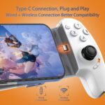 2025 Latest Pure White Type-C Stretchable Mobile Game Controller, Suitable for Android/for iPhone/Huawei/Switch, Supports PS/Xbox/Steam Streaming Games; Wired+Wireless Connection; Macro Programming Back Buttons; Dual Hall Joysticks; Hall Triggers; Extra L