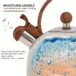 2.5L Stainless Steel Whistling Tea Kettle with Natural Stone Finish and Wood Pattern Handle - Fast Boil, Perfect for Tea, Coffee, Milk - Image 7
