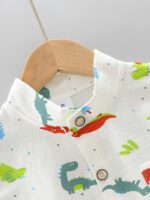 2pcs Baby Boys Dinosaur Print Button Short Sleeve Shirt Top & Elastic Waist Shorts Set Toddler Summer Clothes For Daily & Outdoor Wear - Image 10