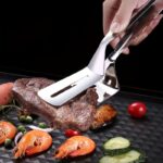 1pc Premium Stainless Steel Steak Clamp - Multi-Functional BBQ Tongs with Oil Draining Feature, Ideal for Grilling & Frying, Food-Safe Kitchen Utensil, Tongs for Cooking - Image 9