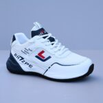 Men's Lightweight Breathable Mesh Running Shoes - White Low-Top Sneakers with Striped Design, EVA Cushion & Rubber Sole for All-Season Training, Gym, Casual Wear - Image 3