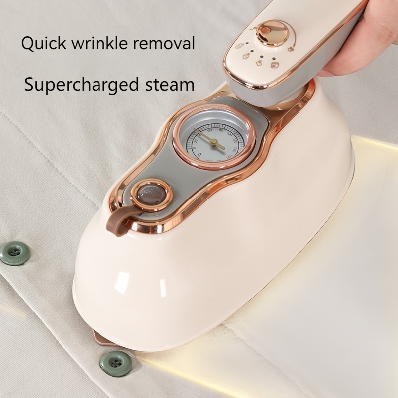 40d1e61ace97eb13a007fa31c17f7ece.jpg 1200W Mini Steam Iron, Quick Heating, 20s Preheat, Dual Function Dry/Wet Ironing, 180° Rotatable Handle, Thermometer, Easy Storage, 220-240V European Plug, Home & Travel Use - EU - Image 1