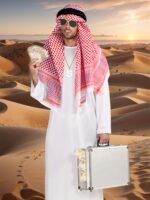10pcs Adult Men'S Robe Bodysuit Arab Middle East Church Cosplay Costume Set, Men'S Hijab White Arab Costume Party Fashion Set, Suitable for Masquerade Stage Performances, Carnival Halloween Christmas, Various Event Theme Parties - Image 5
