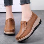 Women's Casual Genuine Faux Leather Platform Loafers - Lightweight Slip-on Fashion Sneakers with Round Toe, Soft PU Sole, Mid Top Design, Comfort Insole, All-Season Shoes from Quanzhou - Image 10