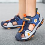 Youngsters' Fashionable Blue & Orange Sandals - Breathable Mesh, Non-Slip Sole with Adjustable Strap for Spring, Summer & Autumn Casual Use - Image 6