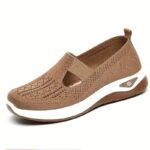 ⁦Women'S Breathable Mesh Slip-On Sneakers - Casual Comfort Walking Shoes, Solid Brown, All-Season Use, Low Top, Simple Toe Design, Lightweight Flat Outdoor Shoes, Comfortable Walking Shoes | Elegant Slipon Sneakers | Breathable Upper⁩ - الصورة ⁦15⁩