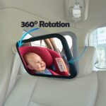 360° Rotating Safety Mirror for Children's Car Seats - Universal Fit, Rectangular Shape, Convex Lens, Suitable for Ages 3-6, ABS Material