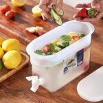 ⁦Large Capacity Beverage Dispenser with Valve - Transparent PP Container, Ideal for Lemonade, Tea, and Fruit Infused Drinks, No Contamination Backflow, Safe Lid, Refrigerator Safe, Perfect for Home Use, Refrigerator Beverage Dispenser|Transparent Beverage⁩ - الصورة ⁦4⁩
