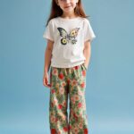 ⁦Summer Youthful Pant Set with Short Sleeves for Girls, New Fashionable Casual Two-Piece Outfit for Middle and Large Youngsters, Featuring a Floral Pattern, Short Sleeves, and Wide-Leg Pants, for Outdoor⁩ - الصورة ⁦11⁩