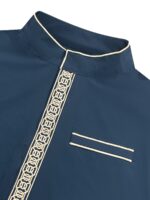 Men'S Elegant White Abaya with Golden Stripe Embroidery - Long Sleeve, Stand Collar, Loose Fit, All-Season Traditional Middle Eastern Attire for Ramadan & Al-Adha, Musli - Image 10