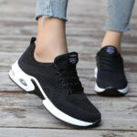 ⁦Women's Breathable Mesh Athletic Sneakers - Lightweight & Stylish Running Shoes with Air Cushion, Lace-Up Low Tops in Gray & Pink with NIKSON Logo⁩ - الصورة ⁦7⁩