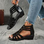 Elegant Women'S Strappy Sandals with Rhinestone Detailing, Lightweight Comfortable EVA Material, Open Toe Design with Ankle Strap, Summer Fashion Shoes|Elegant Strappy Sandals|EVA Construction, Strappy Sandals