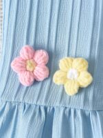 Two-piece set of short-sleeved summer shirt with 3D flower transfer and trumpet pants for little girls, suitable for daily leisure outings as gifts, Perfect for Outdoor - Image 9