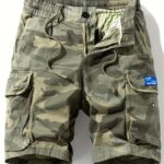 Men's Camo Cargo Shorts with Multiple Pockets - Cotton Blend, Casual Outdoor & Hiking Wear - Image 12