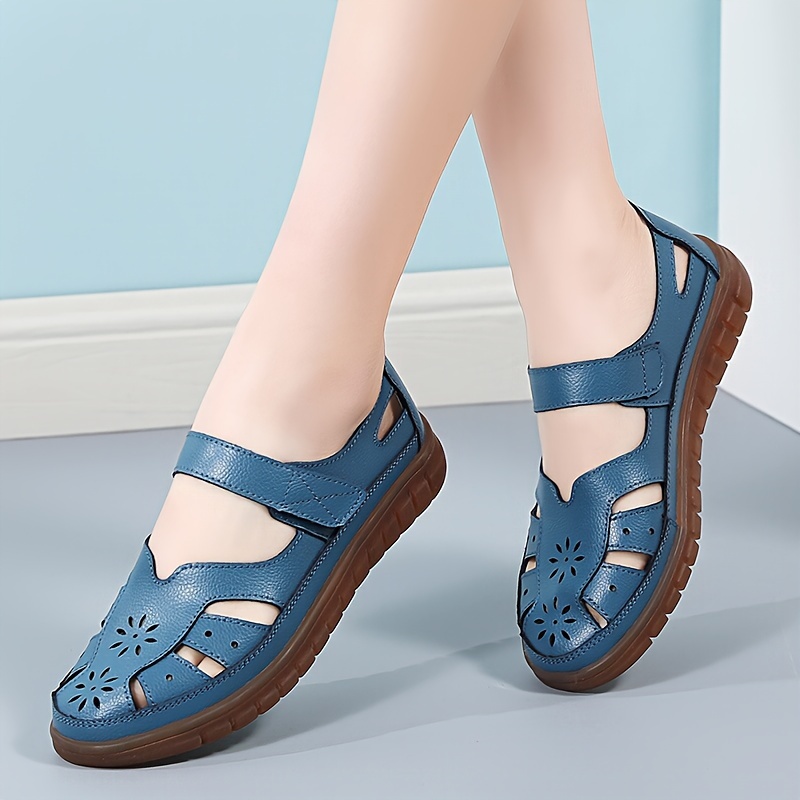 452e56cb-96c7-4b0b-aa44-93c4b04a9490.jpg Genuine Leather Sandals For Women, Soft Sole Comfort, Cut-Out Design, Casual Footwear, Breathable Shoe - Image 1