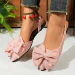 ⁦Women's Fashion Bow-Knot Flat Sandals, Casual Versatile Slip-Ons with Pointed Toe, Fabric Upper and Rubber Sole for All Seasons, Ladies Sandals⁩ - الصورة ⁦41⁩