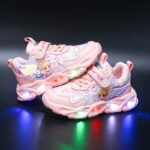 Girls' Cute Cartoon LED Sneakers - Light-Up Running Shoes with Glitter, Pink & Blue Design, Low-Top Buckle Closure for Kids, Perfect for Fall Season, Cartoon Character Shoes | Glittery Sneakers | Synthetic Upper, Sneakers for Girl - Image 7