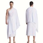 2pcs 1Set Ramadan/Eid Al Fitr Muslim Men'S Prayer Towel Adult White Ihram Arab Traditional Hajj Towel Hajj Towel Prayer Shawl with Tassels Men'S Clothing Gift White Hajj Eid Gift