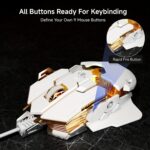 ⁦EWEADN G5 USB Wired Gaming Mouse Silent or audible optional Metal mechanical Mouse gamer with 8 Buttons Macro Function Keys, Support tail length adjustment to suit different hand sizes Perfect for desktop, laptop, computer, school⁩ - الصورة ⁦3⁩