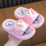 Cute Cartoon Unicorn Open Toe Slippers For Girls, Non Slip Lightweight Slippers For Indoor Shower Pool, All Seasons