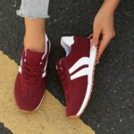 Ladies Red Soft Sole Anti-Slip Low Top Lace Up Casual Sports Shoes, Solid Color, All-Season, Fabric Synthetic Upper, Rubber Sole, Fabric Insole for Women - Image 4