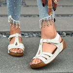 Women's Comfortable Brown Faux Cover Wedge Sandals with Adjustable Buckle Straps, Open Toe Design, and Arch Support for Casual Summer Wear, Garden Relaxation Shoes | Buckle Closure Sandals | Durable Pu Sole - Image 9