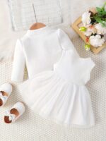 ⁦Girls' Casual Floral Dress with Long Sleeve Jacket Skirt Set⁩ - الصورة ⁦9⁩