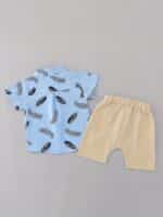 Toddler Summer Feather Print Shirt Shorts Set, for Outdoor - Image 10