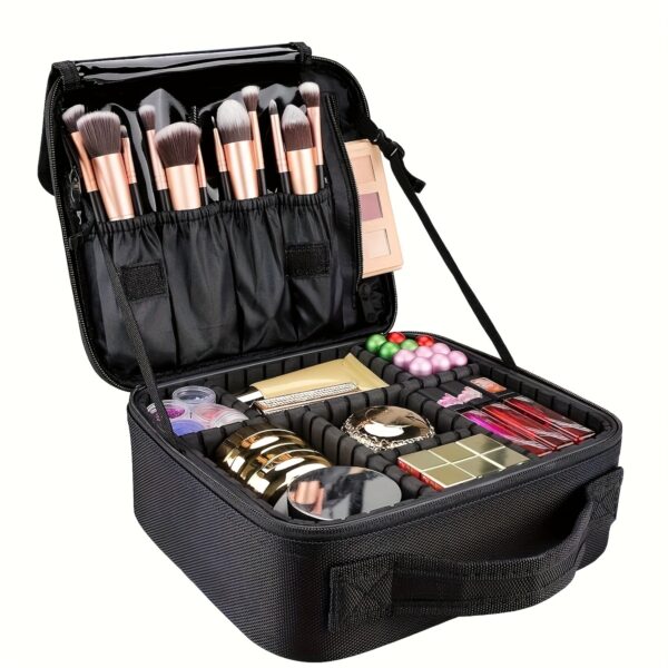 YANZAI Professional Makeup Kit with Black Cosmetic Bag - Includes 12 High-Quality Brushes, Palette, and Various Makeup Products for Travel and Organization, Beauty Essentials|Compact Makeup Set|Durable Zipper Closure, Makeup Travel Bag
