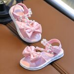 TEEOEC Girls' Summer Fashion Sandals - Lightweight, Breathable Open-Toe Shoes with Floral Princess Design, Thick Sole Beach Slippers for Youngsters, PVC Material, Round Toe, Beach Shoes - Image 10