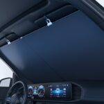 Auto Front Windshield Sun Visor - Retractable Car Sunshade, Heat Protection, Universal Fit, Roll-Up Closure, Vehicle Accessories, Sun Protection|Modern Car Accessory|Easy Retractable Design, Sun Visors for Car