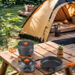 jetbeam Kettle Set Pot for 4-5 People Camping Large and Frying Pan + 1.6L Water Boiling Pot Outdoor Camping Cookware Portable Combination Pot Set Camping Tableware, easy to carry and small space occupation, cookware, frying pan, kettle, foldable storage, - Image 4