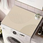 [Anti-Slip Protector] 1pc Anti-Slip Quick-Dry Modern Geometric Stripe Washer & Dryer Lid Protector Mat | Cream Highly Absorbent Top Cover for Laundry Appliances, Durable Non-Slip Surface & Decorative Design, Appliance Surface Guard, Washing Machine C