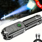 1pc Super Bright Variable Focus Flashlight - Portable, Multifunctional, Variable, Suitable for Outdoor, Emergency Use