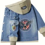 Cartoon Eagle Anime Hooded Denim Jacket for Truck Driver Cosplay, Denim Sweatshirt. - Image 12