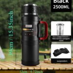 ⁦1 Large Capacity Insulated Kettle, Insulated Bucket, Insulated Cooler, Coffee Pot, Travel Kettle with Handle 316 Stainless Steel Outdoor Car Sports Double-Layer Kettle/Suitable for Outdoor Travel, Camping/Ramadan Gift⁩ - الصورة ⁦11⁩