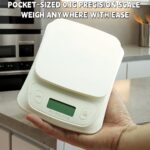 ⁦1pc 6kg/13oz Digital Kitchen Scale 0.1g Precision High Accuracy, Compact White Food Scale for Baking, Coffee, Jewelry - Battery-Powered with Large Display, Requires 2 AAA Batteries (Not Included), Baking Essentials, Sleek Design, Easytoread Display⁩ - الصورة ⁦11⁩
