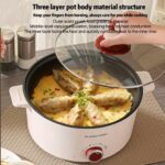 24cm Single-Layer Electric Cooking Pot with Visual Lid - Non-Stick, Multi-Functional, Ideal for Home, Dorm, and Parties, White with Red Accents, Durable PP Material, Plug-In Electric Stove, Dorm Cooking Pot | Modern Kitchenware | Durable Cookwar - Image 10