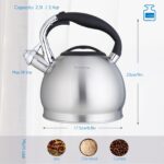 One Piece of Easyworkz Whistling Tea Kettle, Food Grade Stainless Steel Stovetop Kettle with Loud Whistle, Wide Mouth Lid, and Capsule Base for Gas, Induction, and Electric Cooktops, Perfect for Tea & Coffee - Image 5